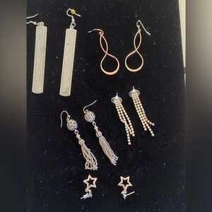 Fashion earrings, silver-toned rectangle drop,rose gold-tone,infinity hoops Nice